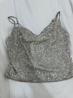 SAYLOR Silver Sequin Top